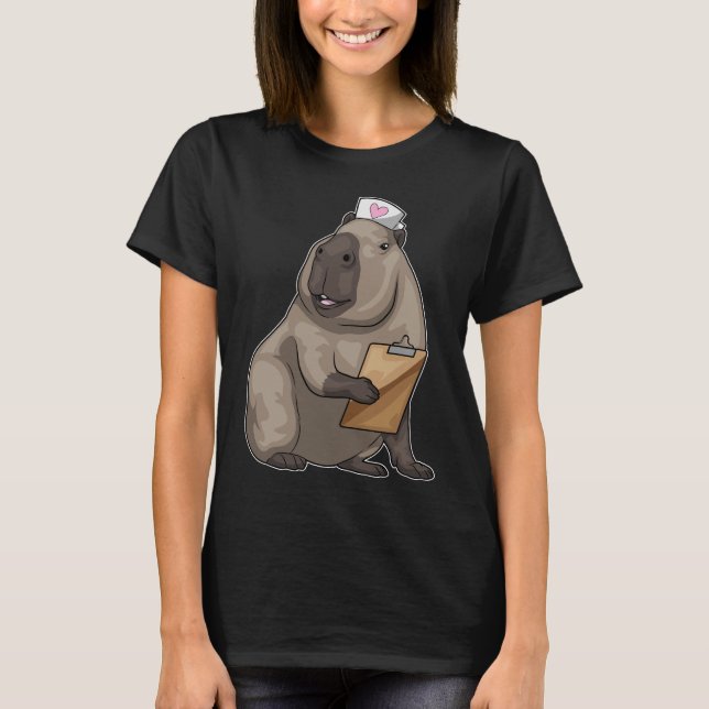 T-shirt Bloc-notes pour soins infirmiers Capybara (Devant)