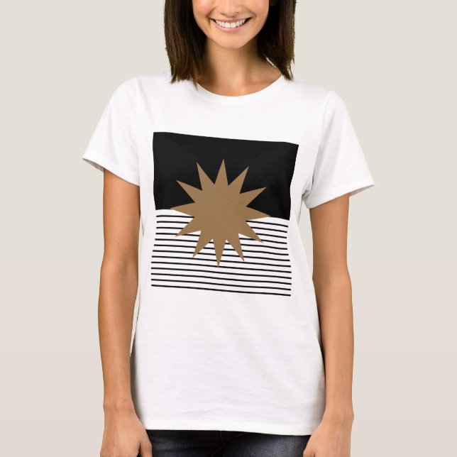 T-shirt Blocage noir blanc et soleil Brown (Devant)
