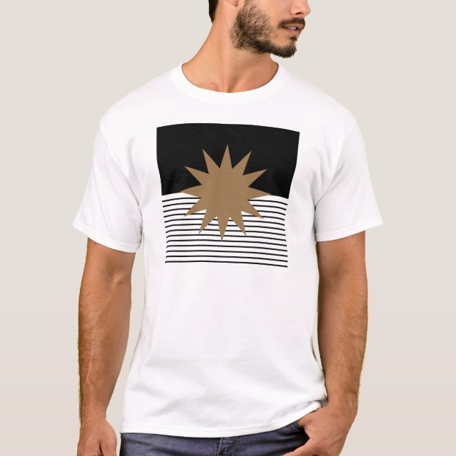 T-shirt Blocage noir blanc et soleil Brown (Devant)