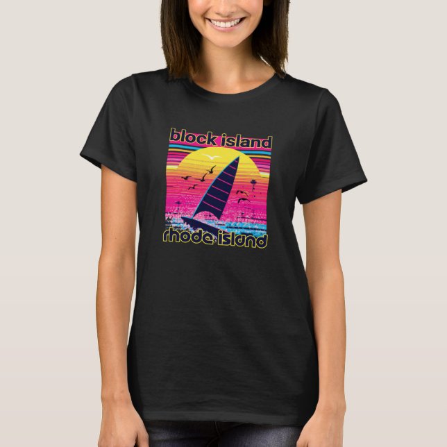 T-shirt Block Island Retro 80s Style Souvenir Beach (Devant)