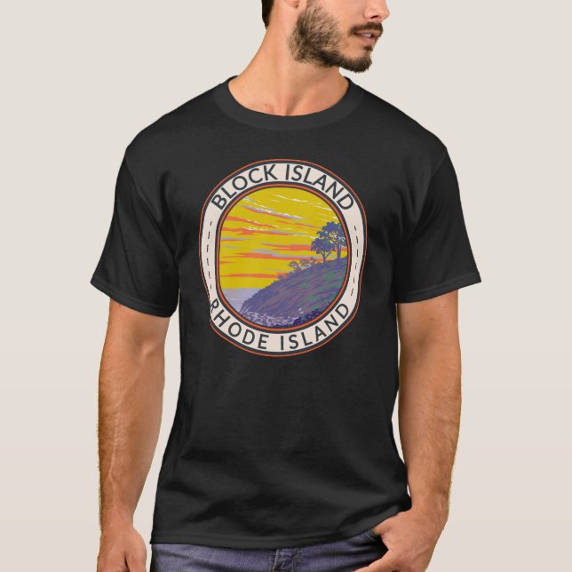 T-shirt Block Island Rhode Island Travel Art Vintage (Devant)