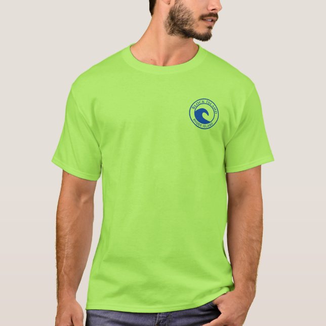 T-shirt Block Island RI Blue Ocean Wave Circle Design (Devant)