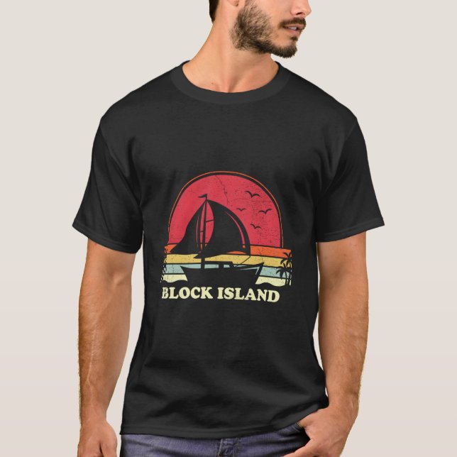 T-shirt Block Island Sail Boat Boating Captain Sailor Sail (Devant)