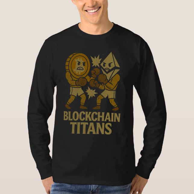 T-shirt Blockchain Titans™ Bitcoin contre Ethereum Crypto (Devant)