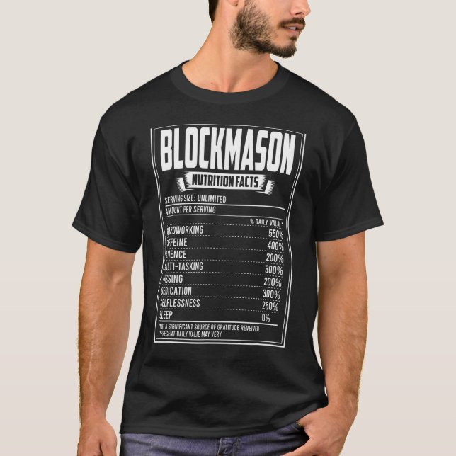 T-shirt Blockmason Nutrition Facts (Devant)