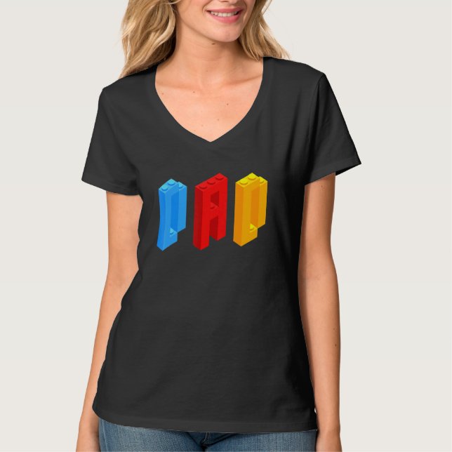 T-shirt Blocks Master Papa Brick Builder Cool Builder Papa (Devant)