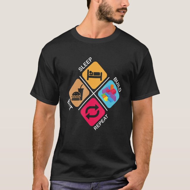 T-shirt Blocs Construire des idées Sommeil Manger Construi (Devant)
