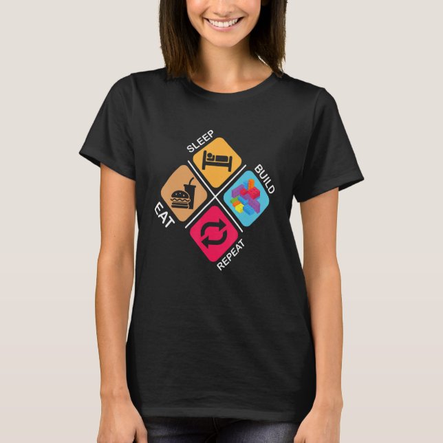 T-shirt Blocs Construire des idées Sommeil Manger Construi (Devant)