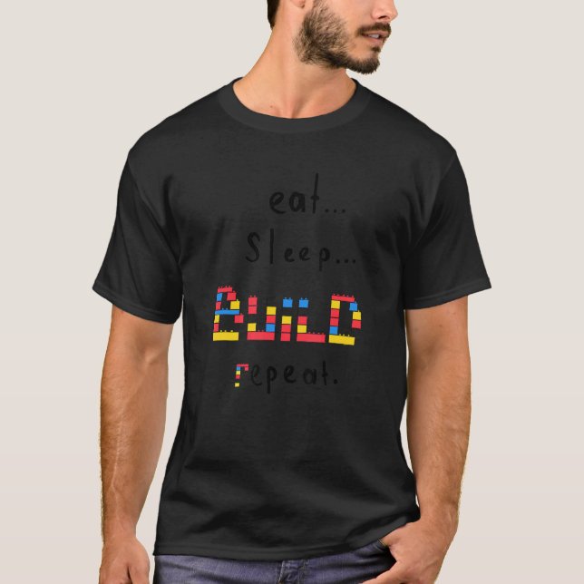 T-shirt Blocs de briques mignonnes Construire mème Manger  (Devant)