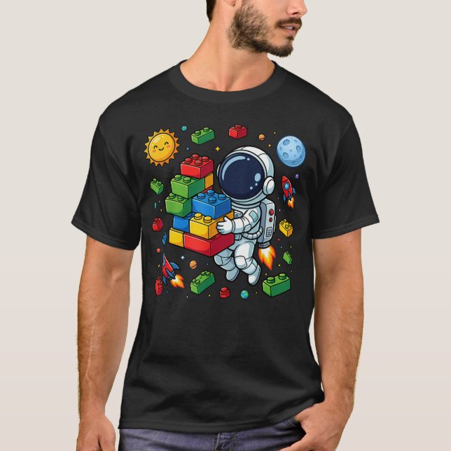 T-shirt Blocs de construction d'astronaute de l'espace de  (Devant)