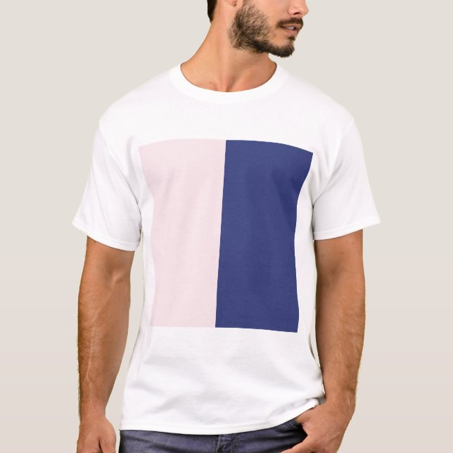 T-shirt Blocs de couleur verticaux bleu marine et rose (Devant)