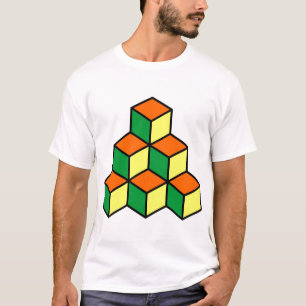 T-shirt Blocs géométriques - vert orange et jaune