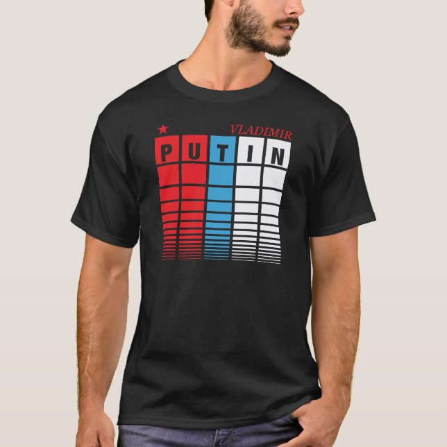T-shirt Blocs patriotiques de drapeau de Vladimir Poutine (Devant)