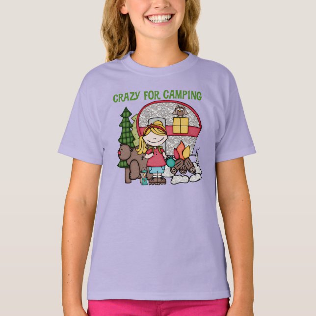 T-shirt Blond Girl Crazy Pour Camping (Devant)
