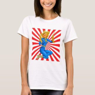 T-shirt Blonde rétro Pin-up Girl in Western Boots