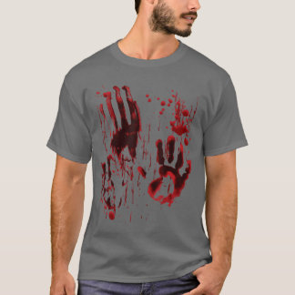 T-shirt Blood Splatter Blood Stained Bloody Hand Print Zom