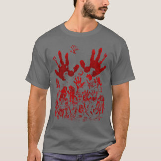 T-shirt Blood Splatter Bloody Handprint Horror Zombie frie