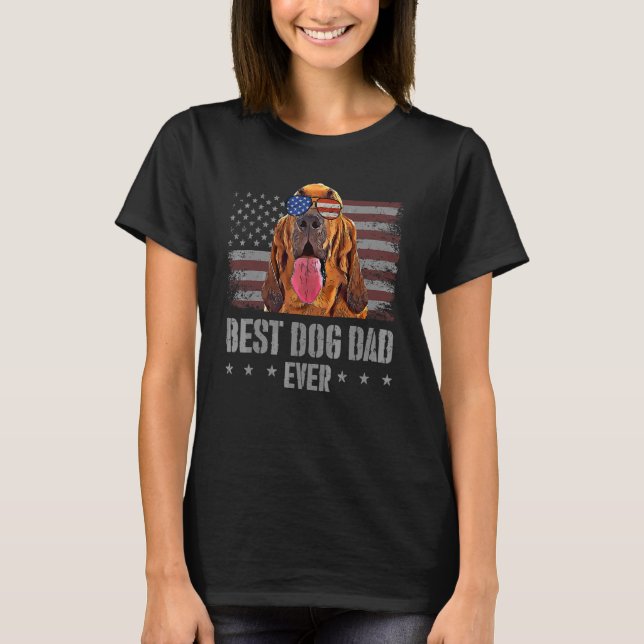 T-shirt Bloodhound Best Dog Papa Jamais Usa American Flag (Devant)