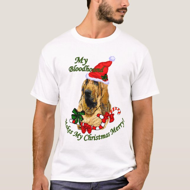 T-shirt Bloodhound Cadeaux de Noël (Devant)
