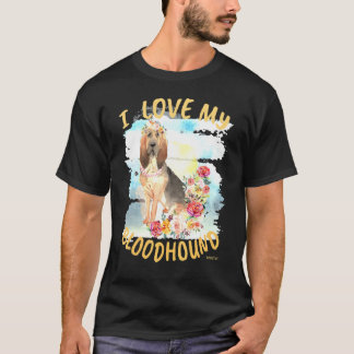 T-shirt Bloodhound Chien J'Aime Mon Bloodhound