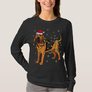 T-shirt Bloodhound Chien Xmas Éclairage Santa Hat Bloodhou