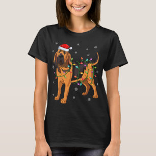 T-shirt Bloodhound Chien Xmas Éclairage Santa Hat Bloodhou