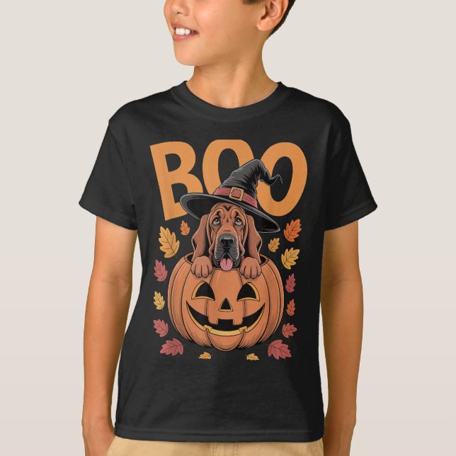 T-shirt Bloodhound Costume Sur Halloween Citrouille Bloodh (Devant)