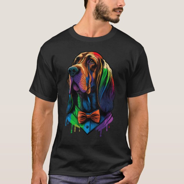 T-shirt Bloodhound Gay Pride Dog LGBT Rainbow Flag Bloodho (Devant)