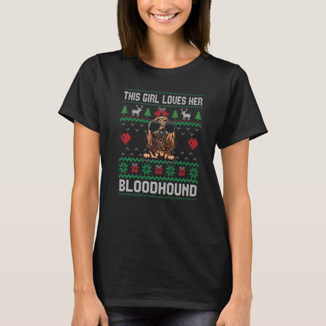 T-shirt Bloodhound Girl Cool Ugly Christmas for Dog Mom Pr (Devant)