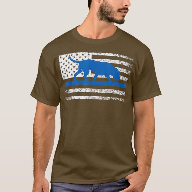 T-shirt Bloodhound K9 Police Officer USA Drapeau bleu minc (Devant)