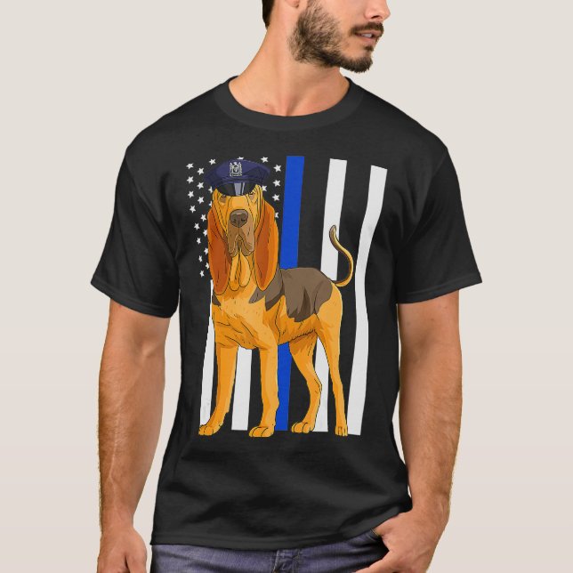 T-shirt Bloodhound K9 Police Officer USA Drapeau cadeau (Devant)