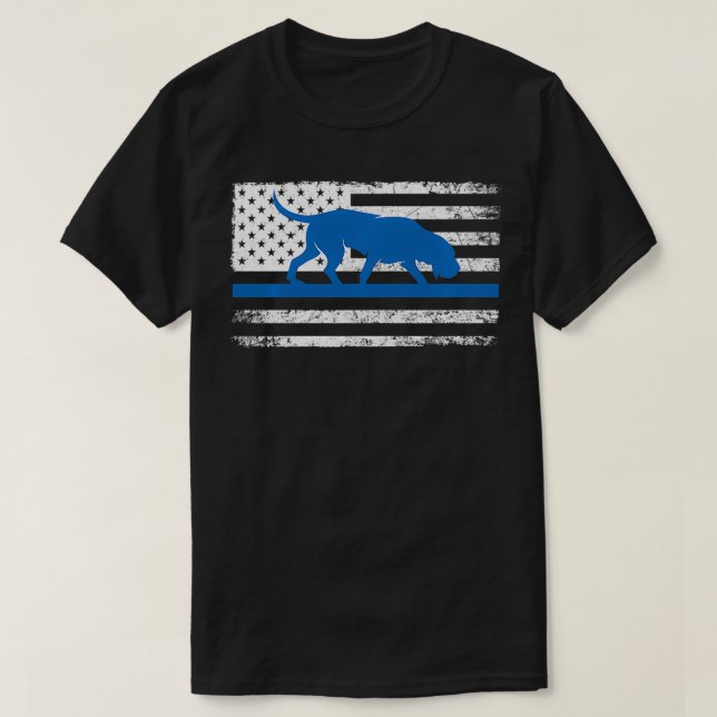 T-shirt Bloodhound K9 Police Officier USA Drapeau fin bleu (Design devant)
