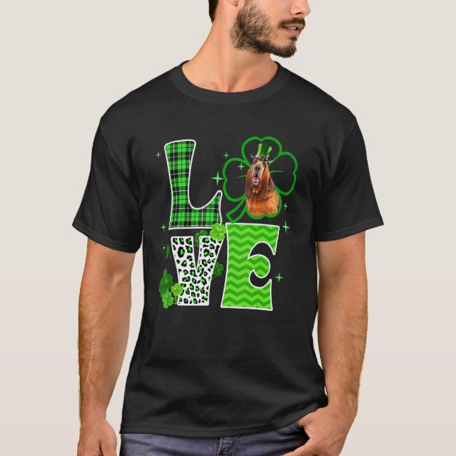 T-shirt Bloodhound Shamrock Lucky C Jour de la Saint Patri (Devant)