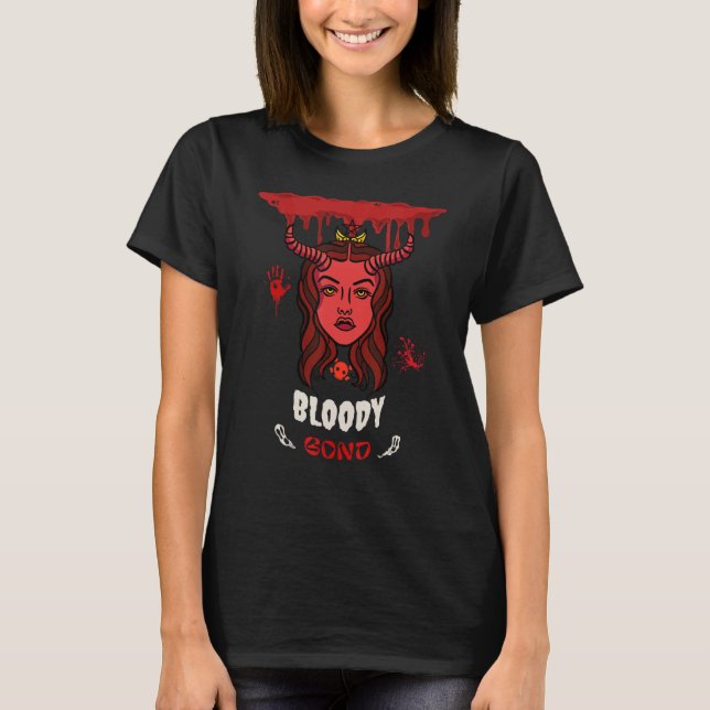 T-shirt Bloody Bond Retro Halloween sang Demon Designs Pr (Devant)