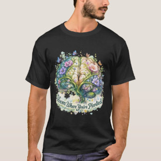T-shirt Bloom Where You’re Planted Floral Brain Watercolor
