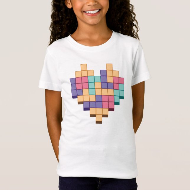 T-Shirt Bloquer le style du coeur du jeu (Devant)