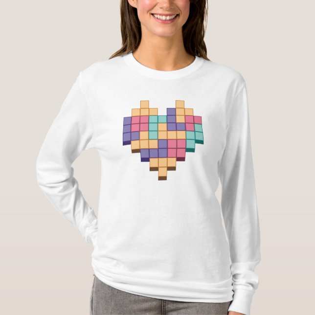 T-shirt Bloquer le style du coeur du jeu (Devant)