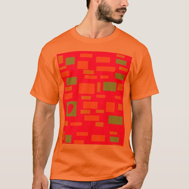 T-shirt Bloquer les formes vert citron et orange (Devant)