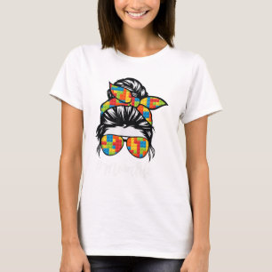 T-shirt Bloquer Messy Bun Maman Vie Maître Constructeur Mè
