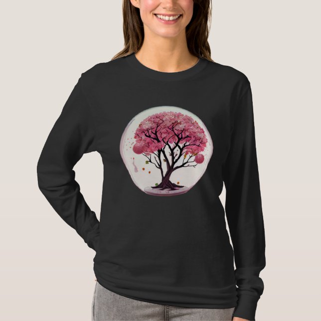 T-shirt Blossom with the Beauty of Nature Tree in a Globe  (Devant)