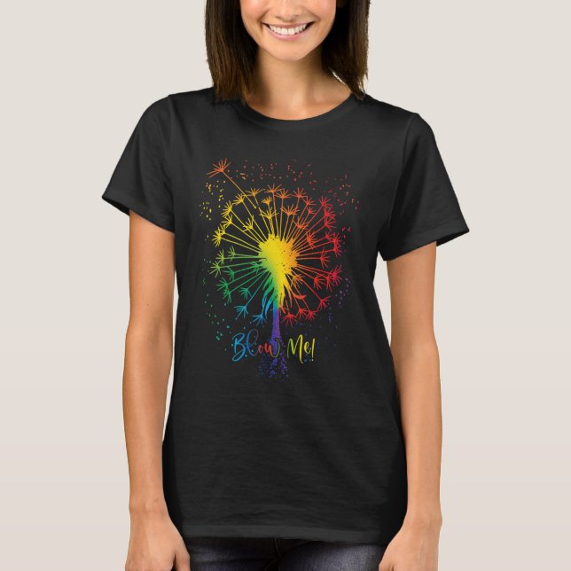 T-shirt Blow Me Dandelion Just Tattoo Arrow Breathe Rainbo (Devant)