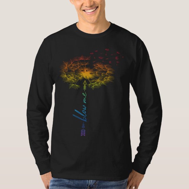 T-shirt Blow Me Dandelion Just Tattoo Arrow Breathe Rainbo (Devant)