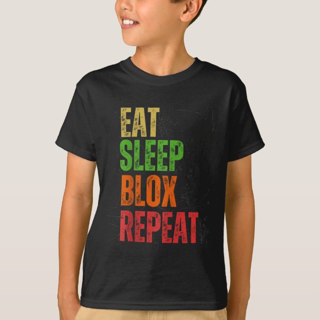 T-shirt Blox Gaming Tee, Eat Sleep Blox Repeat, Kids Gamin (Devant)