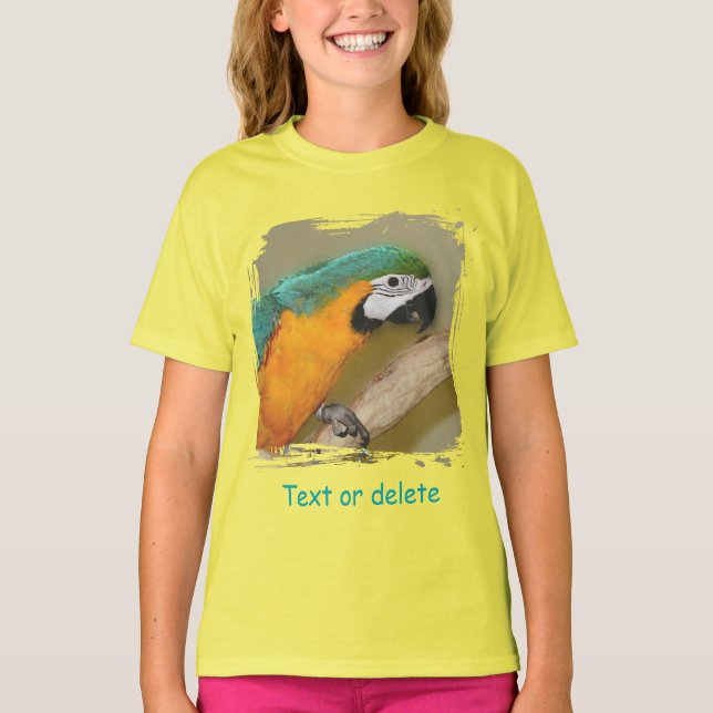 T-shirt Blue And Gold Macaw Parrot Personalized (Devant)