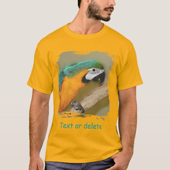 T-shirt Blue And Gold Macaw Parrot Personalized (Devant)