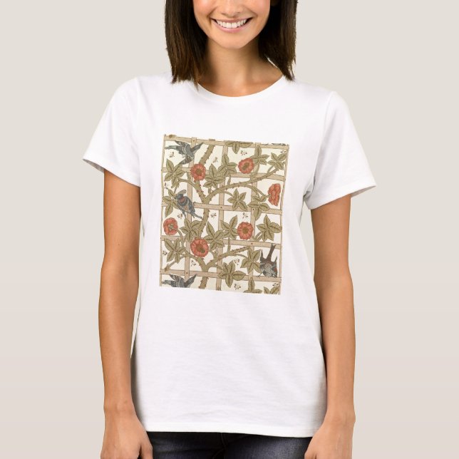 T-shirt Blue and orange trellis wallpaper design, 1864 (Devant)
