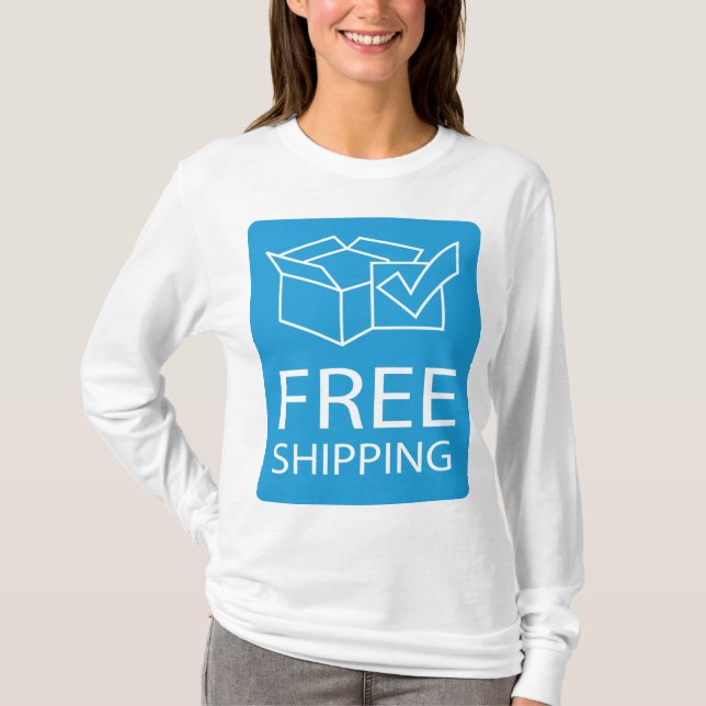 T-shirt Blue and White Free Shipping Icon (Devant)