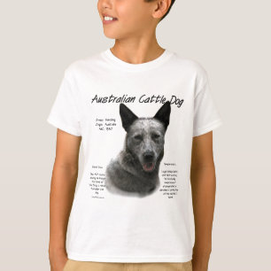 T-shirt Blue Australian Cattle Chig History; Blue ACD