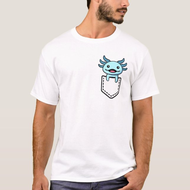 T-shirt Blue Axolotl Pocket Salamander Mexican Walking Fis (Devant)