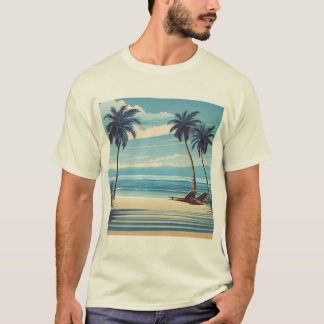 T-shirt Blue Beach Bliss Tee - Serene Coastal Design